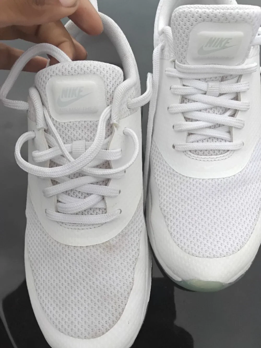 Nike Air Max Thea Triple White Sneaker 8 Womens Lace Up Shoes